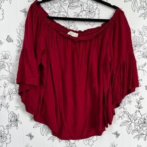 Red flowy blouse